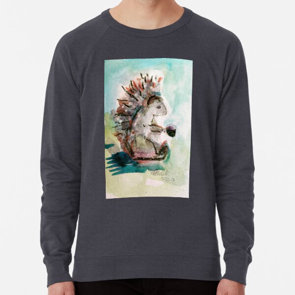 “Hedgehog W. likes his Coffee, BLACK!" Lightweight Sweatshirt