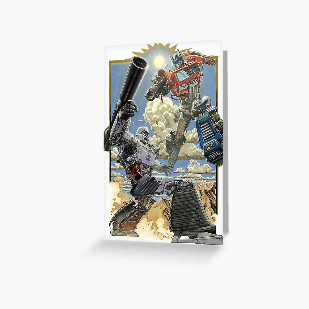 "Optimus Prime Vs Megatron G1 Transformers" Greeting Card by BeeRyeCrafts Redbubble