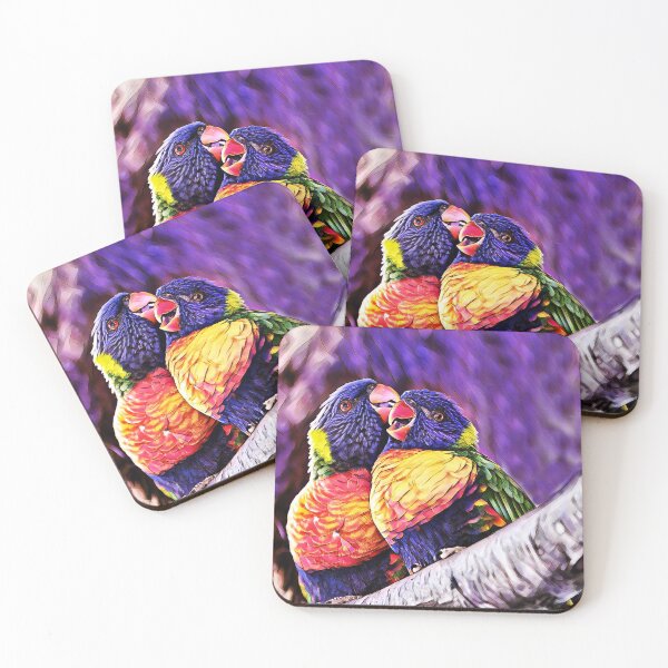 Item preview, Love Birds Lorikeet Abstract Painting Art Design designed and sold by WildMuse44.