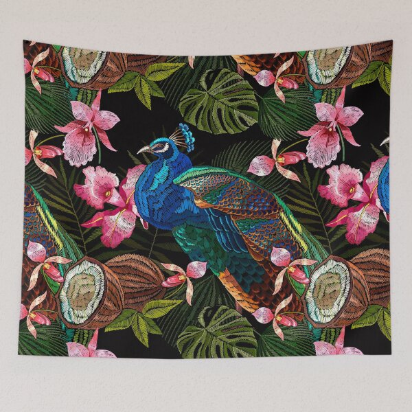 Item preview, Peacocks and orchid flowers designed and sold by matrioshka.