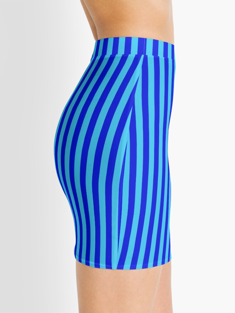 Disover Blue Striped Mini Skirt