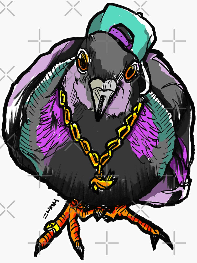 Homie Pigeon (Colorful 90's) RedBubbleArtParty by sketchNkustom