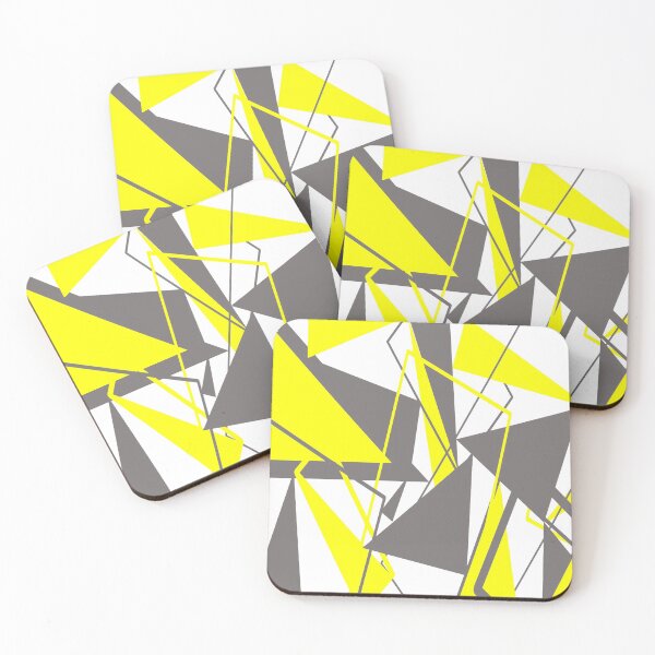 Item preview, Triangular Shapes In Grey and Yellow On White Abstract Pattern designed and sold by taiche.