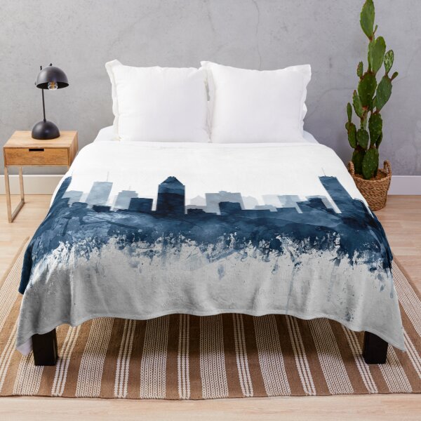 Item preview, Albuquerque Skyline Watercolor Navy Blue by Zouzounio Art designed and sold by zouzounioart.