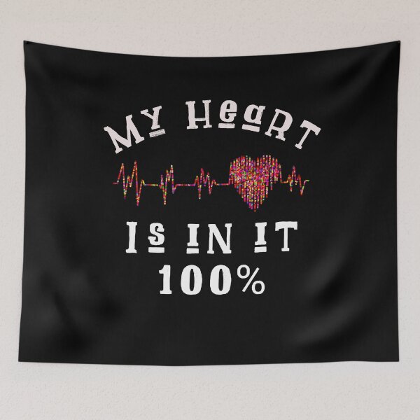 Item preview, My heart is in it 100%, cardiology campaign slogan, colorful heart ecg designed and sold by doctors-apparel.
