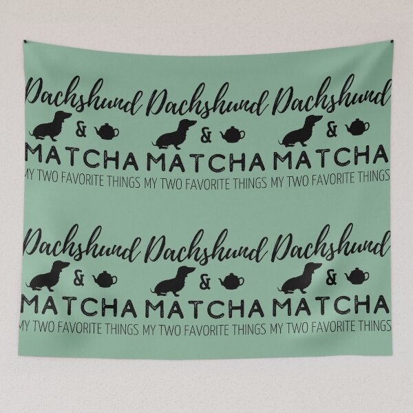 Item preview, Dachshund & Matcha Print designed and sold by TheDachshund.