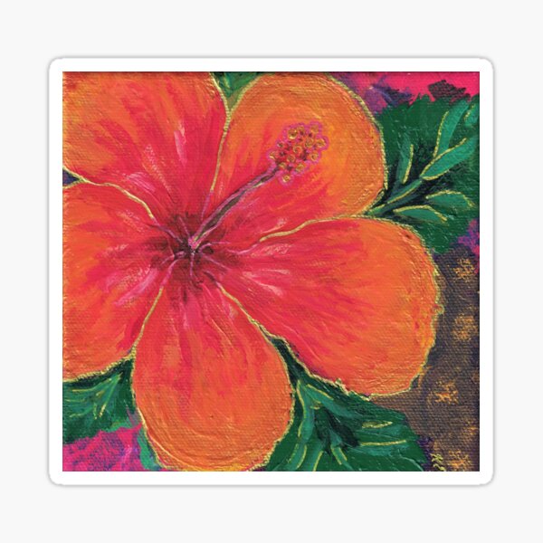 Orange Hibiscus Flower Sticker