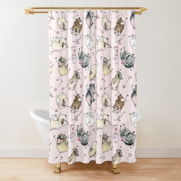 Love is in the Air - Cute Pug Cupids Shower Curtain
