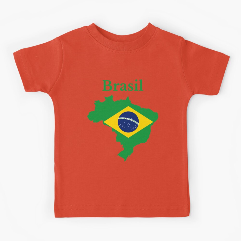 Brazil Map and Flag - Cool Brasil Shape Design Kids' Premium T-Shirt