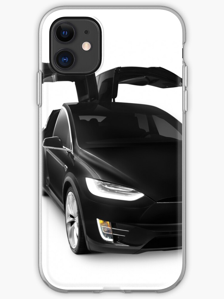 Black 2017 Tesla Model X Luxury Suv Electric Car Falcon Doors Art Photo Print Iphone Case By Artnudephotos