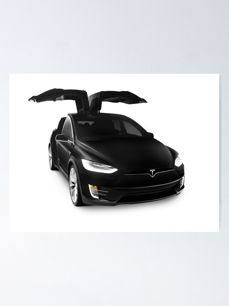 Black 2017 Tesla Model X Luxury Suv Electric Car Falcon Doors Art Photo Print Poster