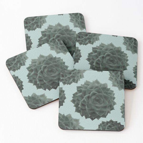 Item preview, Blue background succulent pattern  designed and sold by ArtCDesigns.