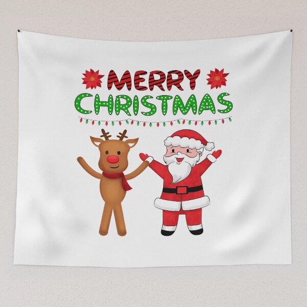 Item preview, Funny Cartoon Santa and reindeer Merry Christmas Holiday Xmas designed and sold by MisPuHoney.