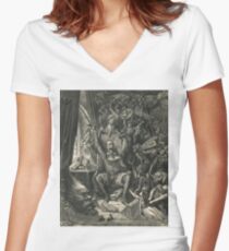 Don Quixote in his study by Gustave Dore Women's Fitted V-Neck T-Shirt