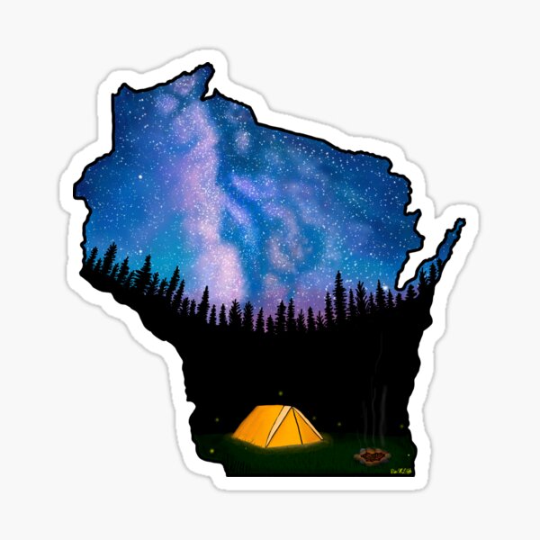 Wisconsin Silhouette - Camping Milky Way Sticker