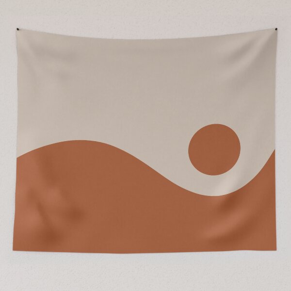 Item preview, Nami Minimalist Wave Abstract in Putty and Rust Clay designed and sold by kierkegaard.