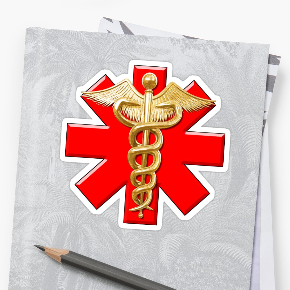 Gold Caduceus And Medical Cross Stickers By Packrat Redbubble