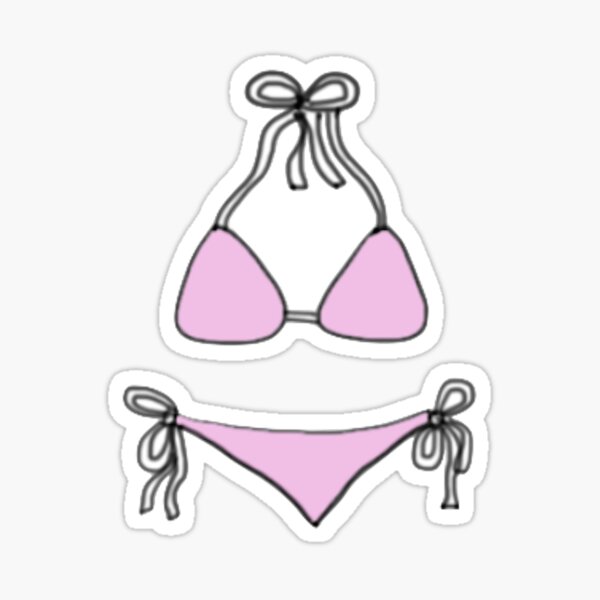 Lingerie and swimsuits vector stickers. Woman beach season