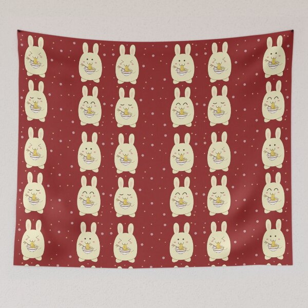 Item preview, Kawaii rabbit eating too much ramen designed and sold by galax-C.