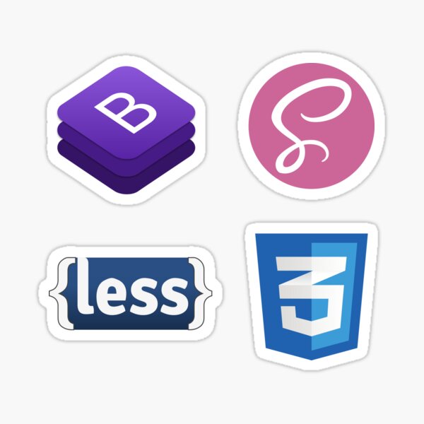 Front End Designer Sticker Pack : Bootstrap, Sass, Less, CSS3 Sticker