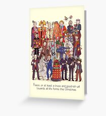 The party doesn't start until the Doctor walks in...twelve times Greeting Card