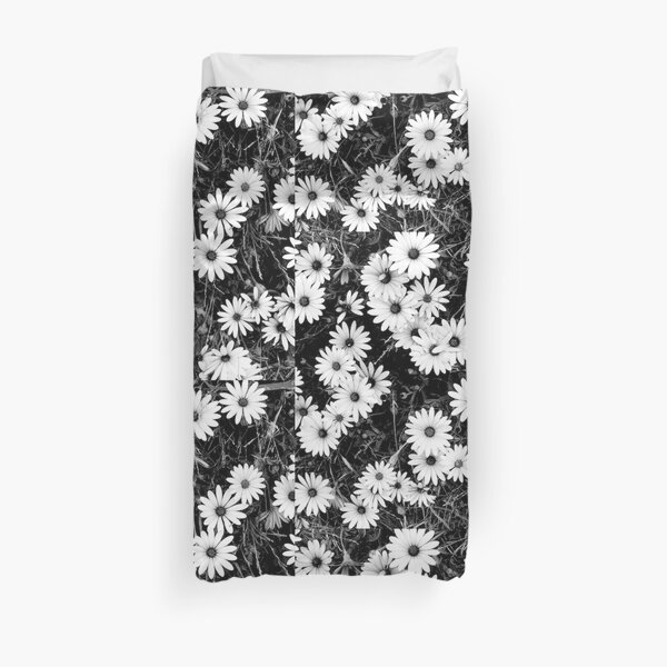 Flowers white and black Duvet Cover