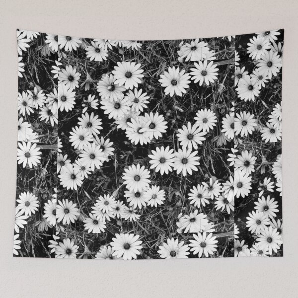 Aperçu de l'œuvre Fleurs blanches et noires créée et vendue par We-Design.