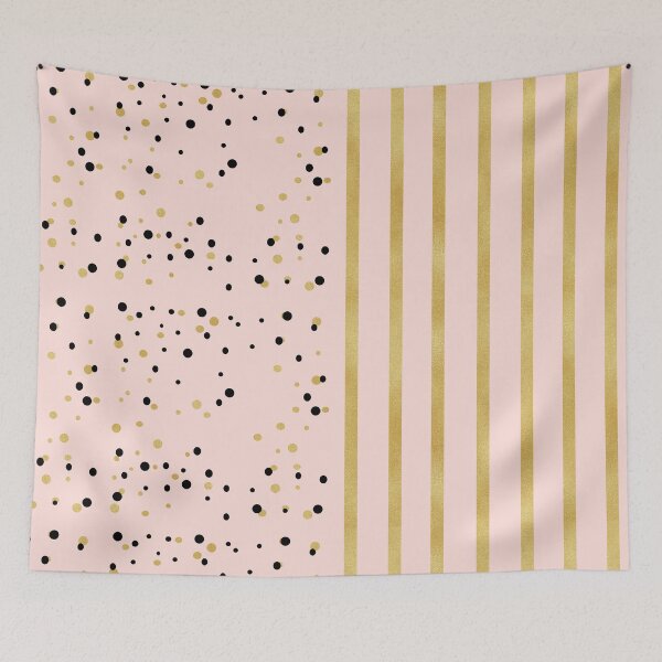 Item preview, Gold and Black Dots and Vertical Gold Bengal Stripes in Vertical Mixed Contrasting Patterns designed and sold by squishyrainbow.