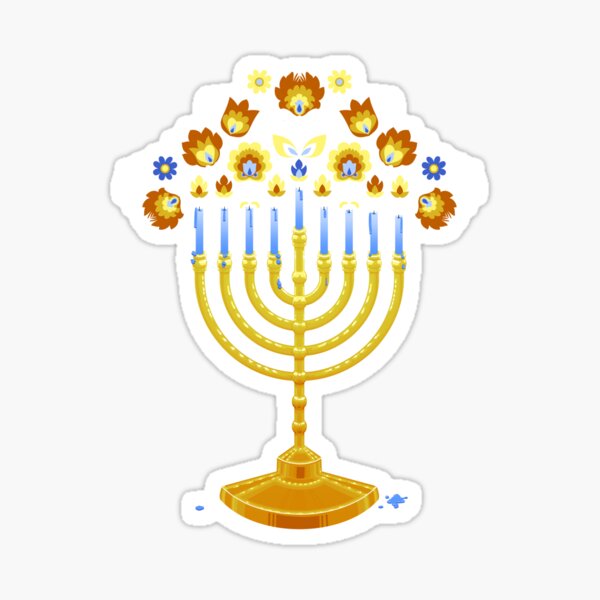Hanukkah 2020 Polish Floral Menorah Sticker