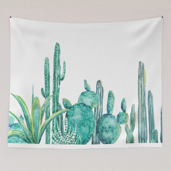 Item preview, hand painted Green cactus jungle watercolor  designed and sold by ColorandColor.