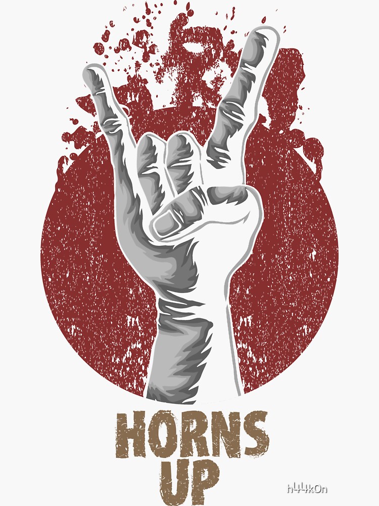 Pegatina «Devil Horns Up Rock n Roll Heavy metal» de h44k0n Redbubble