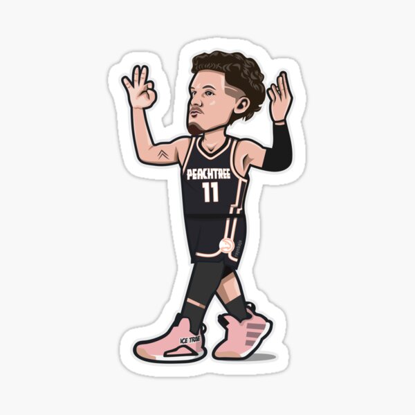 Trae Young Cartoon Style City Style Jersey Sticker for Sale by rayd3rd