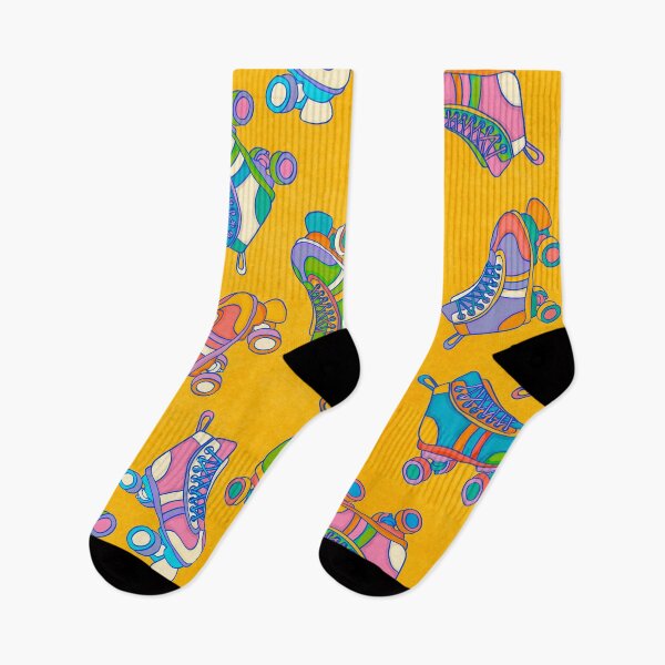 Item preview, Retro Yellow Rollerskates Pattern designed and sold by WriteTheRainbow.