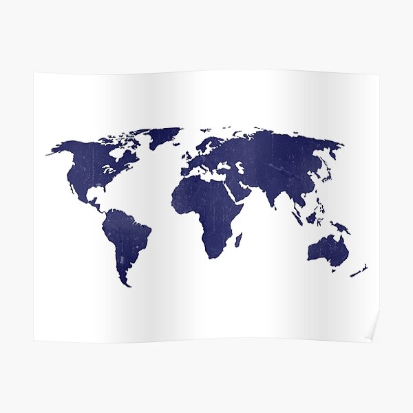 midnight blue world map Poster