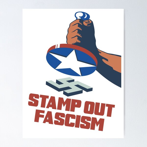 Vista previa del artículo con la obra «Cartel antinazi estadounidense "Acabemos con el fascismo"», diseñado y vendido por PROPAGANDA POSTE.RS.