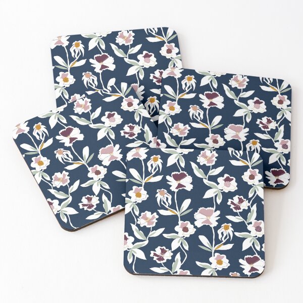 Item preview, Navy Floral All over Pattern designed and sold by Dizzywonders.