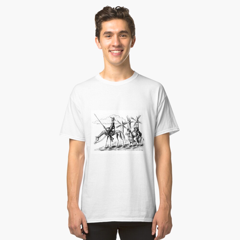 "Don Quixote and Sancho Panza ink drawing" Classic T-Shirt ...