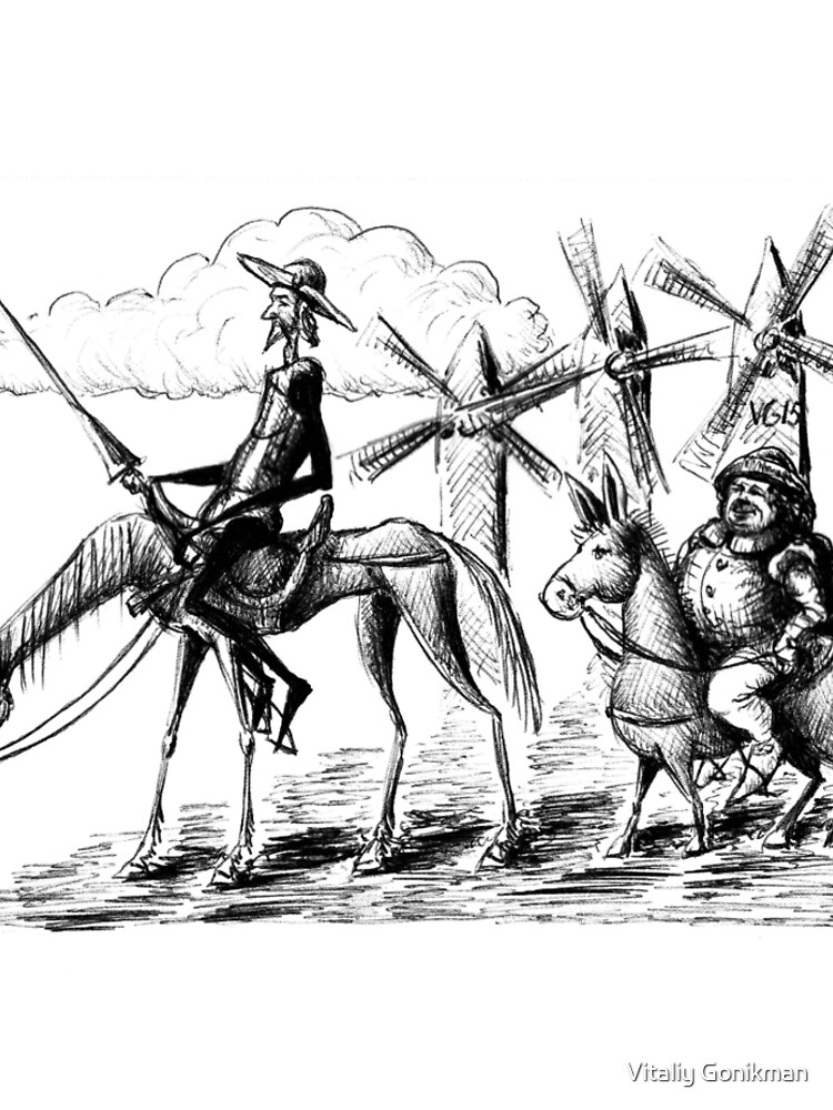 Don Quixote and Sancho Panza ink drawing by vitaliy