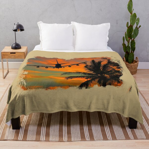 Item preview, Grunge Airplane With Palm Trees and Sunset View designed and sold by AeroAstro.