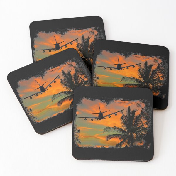 Item preview, Grunge Airplane With Palm Trees and Sunset View designed and sold by AeroAstro.