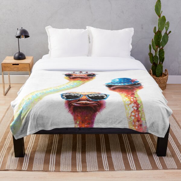 Ostrich head painting SKY Throw Blanket
