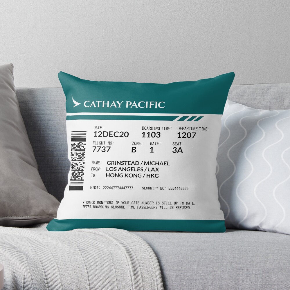 Boarding Pass 5748x5748 GM Throw Pillow