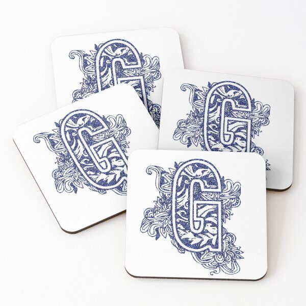 Item preview, Blue glitter floral letter G designed and sold by DarkArtStudio.