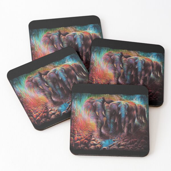 Item preview, Psychedelic elephant group in desert designed and sold by lucky-fern.