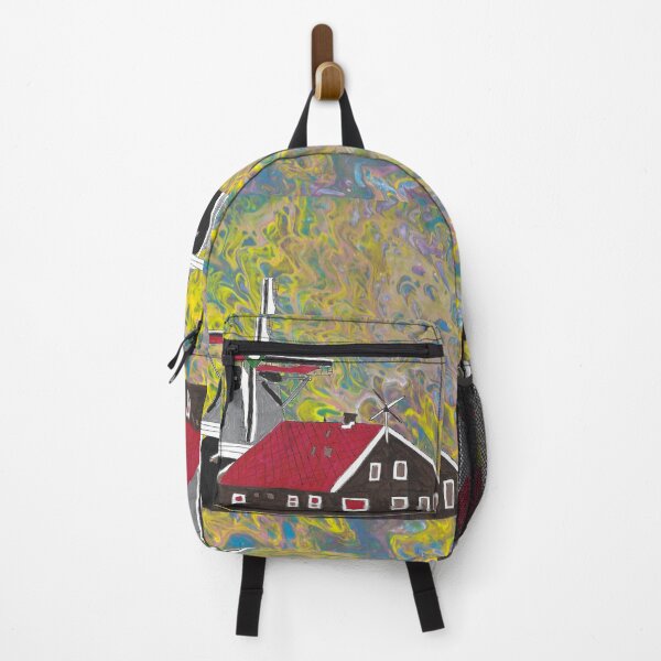 Item preview, Windmill Amsterdam Skyline Yellow Marbled Background designed and sold by AliCatOriginals.