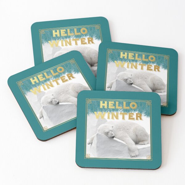 Item preview, Sarcastic “Hello Winter” Bear - Turquoise Background designed and sold by PawsitiveMum.