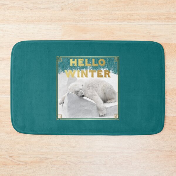 Item preview, Sarcastic “Hello Winter” Bear - Turquoise Background designed and sold by PawsitiveMum.