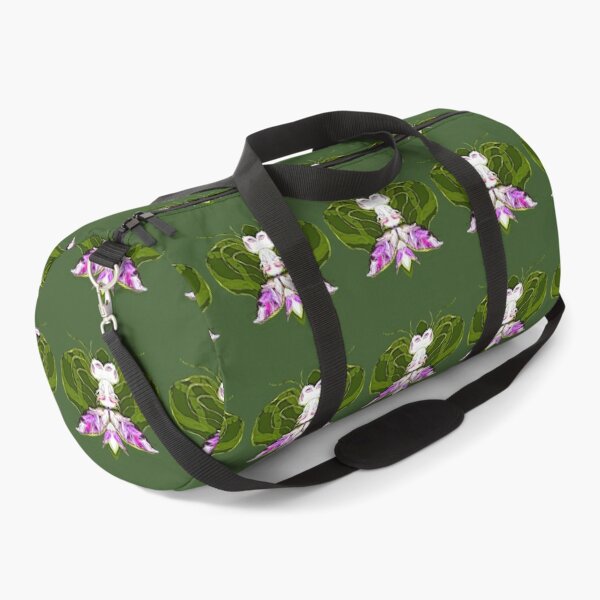Cute alien insect - on green Duffle Bag