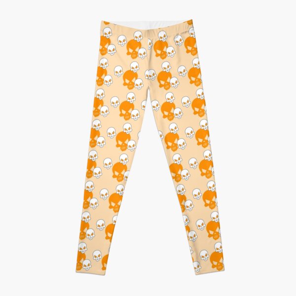 Orange Skeleton Skulls Street Skater Punk Wear Pattern Leggings