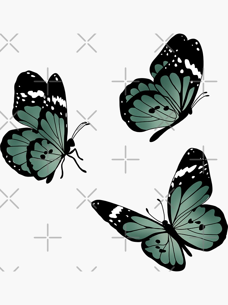 Sage Green Monarch Butterfly Pack Sticker for Sale by MadDDesign